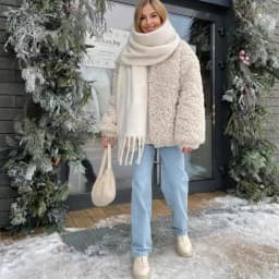 1pc Women's Autumn/Winter Plush Tassel Scarf, Warm Comfortable Windproof Large Shawl For Outdoor Daily Wear Women Winter Scarves