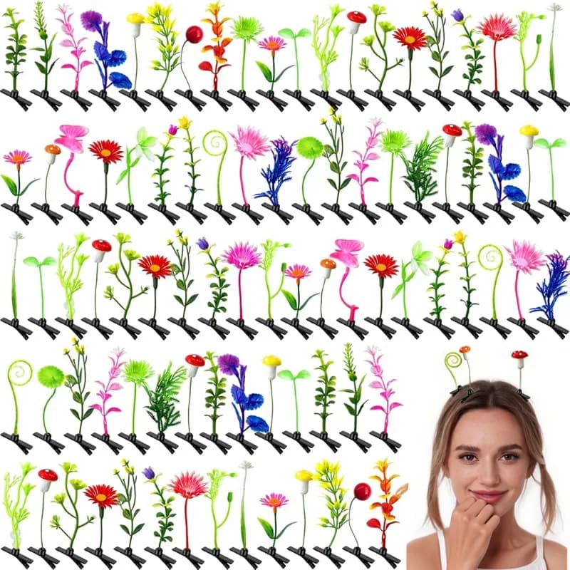10/30PCS Mixed Random Style Grass Lady Decorative Headwear, Fashionable and Funny Floral Plant Hair Clips Hair Accessories