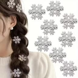 10 Pieces/Snowflake Hair Clips, Hair Clips, Christmas Metal Crocodile Hair Accessories, Long Thick Hair for Ladies and Princesse