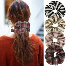 1PC Plaid Hair Scrunchies For Women, Multi-color Checkered Hair Ties, Vintage Elastic Hair Bands, Korean Style Hair Accessory