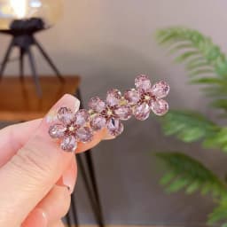 High-end Black Color Crystal Flower Hairpin Temperament Elegant Alloy Hair Clip Women's Bangs Side Clip Korean Style Headdress