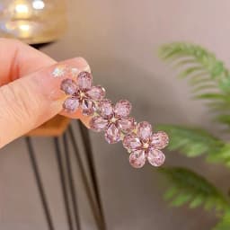 High-end Black Color Crystal Flower Hairpin Temperament Elegant Alloy Hair Clip Women's Bangs Side Clip Korean Style Headdress