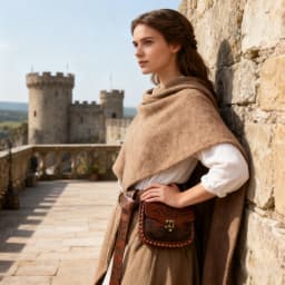 2-piece medieval-themed party belt with waist bag, PU leather belt, role-playing prop, party supplies.