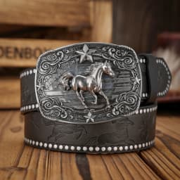 A Western-style PU Belt with Buckles Suitable for Both Men and Women, Casual and Retro, Is Perfect for Daily Outings