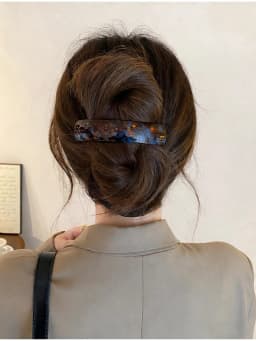 1Pc Fashion Curve French Barrette Clips For Women Pearly Luster Acetate Hair Clips For Half-up, Updo Elegant Hairpin Accessories