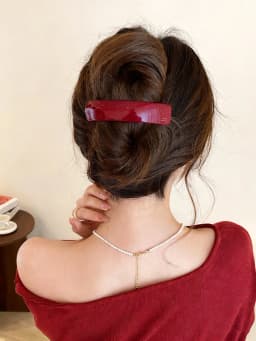 1Pc Fashion Curve French Barrette Clips For Women Pearly Luster Acetate Hair Clips For Half-up, Updo Elegant Hairpin Accessories