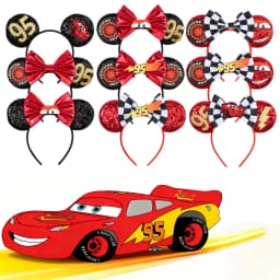 1pc Glitter Mouse Ear Headband with Cartoon Car Pattern Cute Headband Suitable for Theme Park Parties Wear Perfect Gifts
