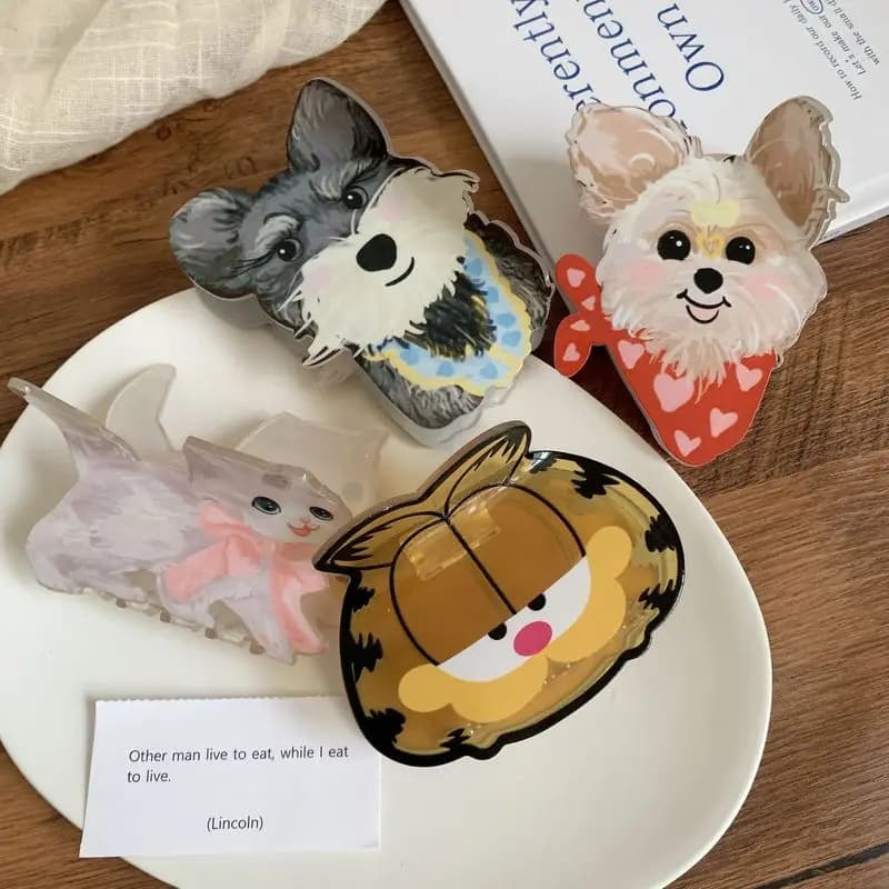 1PC Cute cartoon puppy scratch clip, new model, high-end and sweet temperament clip headband at the back of the head