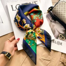 Brand Floral Print Silk Square Scarf Women Soft Satin Kerchief Hairband Neckerchief Head Hijab Lady Headband Foulard Bag Ribbon