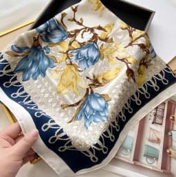 Brand Floral Print Silk Square Scarf Women Soft Satin Kerchief Hairband Neckerchief Head Hijab Lady Headband Foulard Bag Ribbon