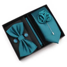 High Quality Tie Box Set For Men Purple Blue Sage Green Solid Color Necktie Bowtie Cufflink Brooch Suit Groom Wedding Accessory