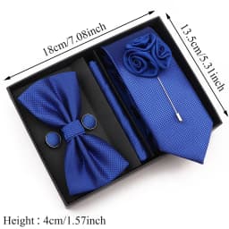 High Quality Tie Box Set For Men Purple Blue Sage Green Solid Color Necktie Bowtie Cufflink Brooch Suit Groom Wedding Accessory