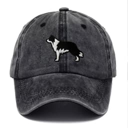 Border Collie Washed Cotton Baseball Cap Vintage Embroidery Unisex Distressed Snapback Hat Casual Animal Lover Gift Daily Hat