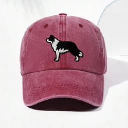 Border Collie Washed Cotton Baseball Cap Vintage Embroidery Unisex Distressed Snapback Hat Casual Animal Lover Gift Daily Hat