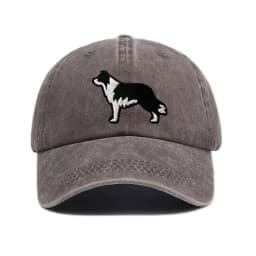 Border Collie Washed Cotton Baseball Cap Vintage Embroidery Unisex Distressed Snapback Hat Casual Animal Lover Gift Daily Hat