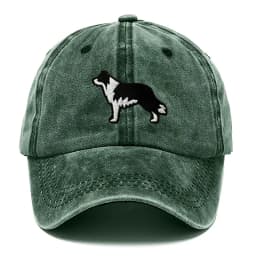 Border Collie Washed Cotton Baseball Cap Vintage Embroidery Unisex Distressed Snapback Hat Casual Animal Lover Gift Daily Hat
