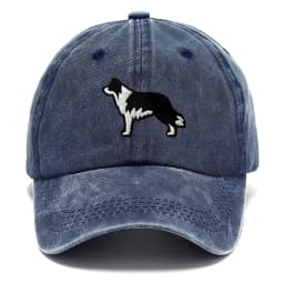 Border Collie Washed Cotton Baseball Cap Vintage Embroidery Unisex Distressed Snapback Hat Casual Animal Lover Gift Daily Hat