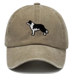 Border Collie Washed Cotton Baseball Cap Vintage Embroidery Unisex Distressed Snapback Hat Casual Animal Lover Gift Daily Hat