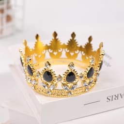 Rose Gold Powder Diamond Round Crown - Luxury Water Droplet Style Children's Birthday Crown - Princess Style Wedding Dress Accessory
