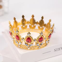 Rose Gold Powder Diamond Round Crown - Luxury Water Droplet Style Children's Birthday Crown - Princess Style Wedding Dress Accessory