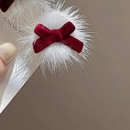 4pcs Christmas & New Year Red Bow Plush Side Duckbill Clip Hair Ornament is suitable for women to wear