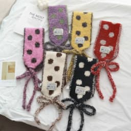 Korean Style Cute Polka-Dot Self-Tie Small Scarf Women's New All-Match Multifunctional Warm Ear Protection Headcloth Earmuffs