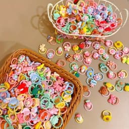 2026 New 30Pcs Girls High Elastic Hair Bands - Pain-Free Cartoon Animal/Fruit/Flower Decorative Hair Ties, Kids Hair Accessories