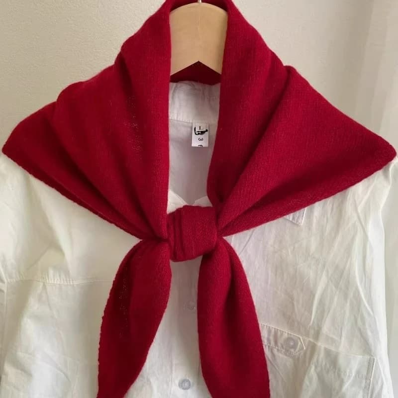 Korean Wool Knitted Knitted Scarf Warm Triangular Scarf Women Headscarf Autumn and Winter Warm Knitting Neckerchief Hair Wrap