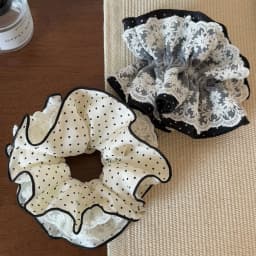 1pc Minimalist & Versatile Lace Ruffled Large Scrunchie Hair Accessory with High-End Feel 2025 New Style