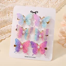 6Pcs Colorful Butterfly Hairpins Girl Hair Clips Barrettes Women Sweet Hair Ornament Rainbow Headwear Fashion Hair Accessories