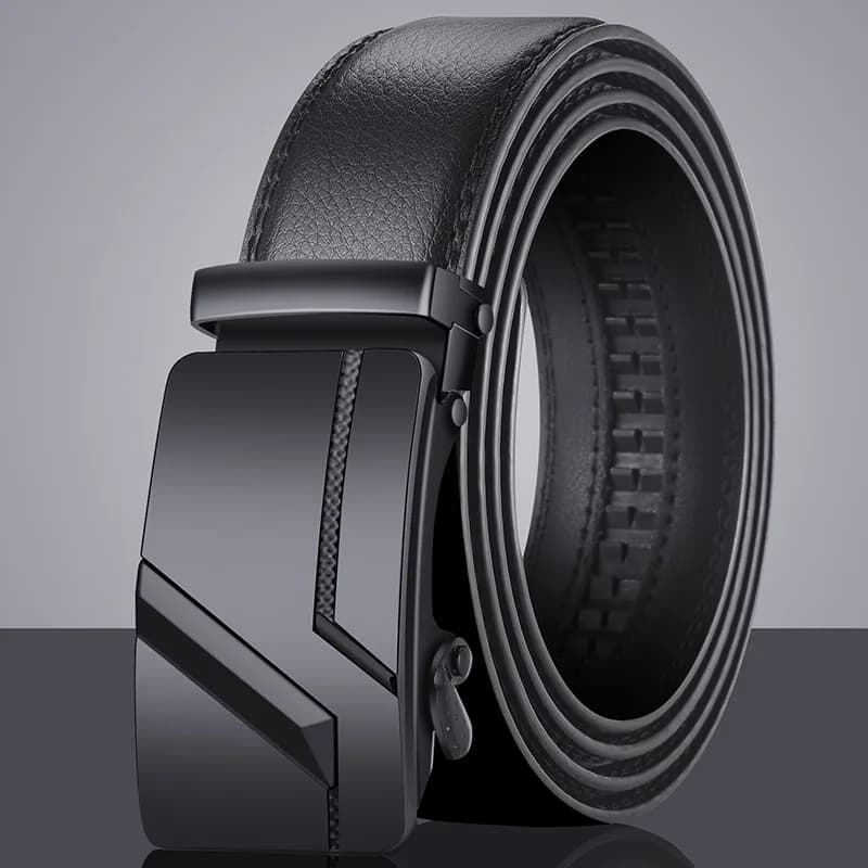 Alloy Automatic Buckle Men's Belt (Non-Iron, Rustproof), Premium Large Size Dress Belt for Business Casual, Lightweight Durable