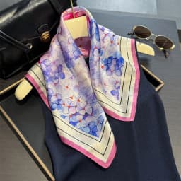 Luxury 100% Mulberry Silk Scarf Women Oil Floral Print Bandana Shawl Lady Neckerchief Handkerchief Female Wrap Christmas Gift