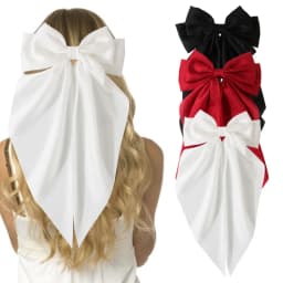 2/3pcs WomenGirls Large Bow Hair Clips, Soft Long-Tailed Bow Hairpins, Vintage Metal Hair Clip Silk Headband, Elegant Hair Acces