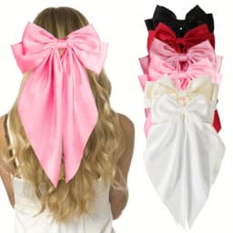 2/3pcs WomenGirls Large Bow Hair Clips, Soft Long-Tailed Bow Hairpins, Vintage Metal Hair Clip Silk Headband, Elegant Hair Acces