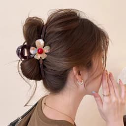 Autumn/winter Wool-blend Color-block Double Bow Hair Clip Large Shark Clip For The Back Of The Head New Stylish Hair Accessory
