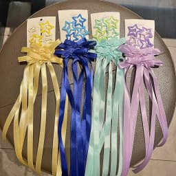 6Pcs/Set Star Shaped Ribbon Hair Clip Colorful Satin Ribbon SideClip Cute Headwear Girls Ladies Party Daily Hairstyle Decoration