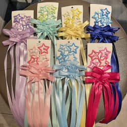 6Pcs/Set Star Shaped Ribbon Hair Clip Colorful Satin Ribbon SideClip Cute Headwear Girls Ladies Party Daily Hairstyle Decoration