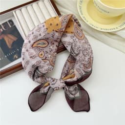 Small Linen-cotton Scarves For Women 58*58cm Lightweight Soft Breathable Neckerchief Boho Print Dot Paisley Bandana Hair Scarf
