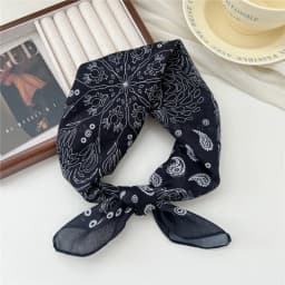 Small Linen-cotton Scarves For Women 58*58cm Lightweight Soft Breathable Neckerchief Boho Print Dot Paisley Bandana Hair Scarf