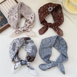 Small Linen-cotton Scarves For Women 58*58cm Lightweight Soft Breathable Neckerchief Boho Print Dot Paisley Bandana Hair Scarf