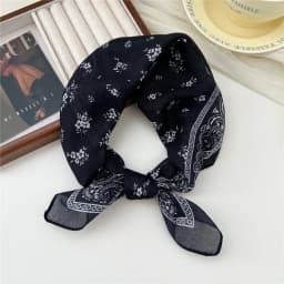 Small Linen-cotton Scarves For Women 58*58cm Lightweight Soft Breathable Neckerchief Boho Print Dot Paisley Bandana Hair Scarf