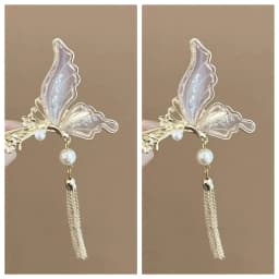 New Chinese-Style Retro Butterfly Tassel Hairpin, High-End Side Clip Hair Accessory, New Chinese Style
