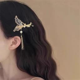 New Chinese-Style Retro Butterfly Tassel Hairpin, High-End Side Clip Hair Accessory, New Chinese Style