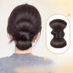 New Synthetic Hair Bun Claw Clip Bowknot Fluffy Bun Head Wig Natural Brown Black Hairpiece Women