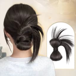 New Synthetic Hair Bun Claw Clip Bowknot Fluffy Bun Head Wig Natural Brown Black Hairpiece Women