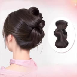 New Synthetic Hair Bun Claw Clip Bowknot Fluffy Bun Head Wig Natural Brown Black Hairpiece Women