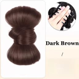 New Synthetic Hair Bun Claw Clip Bowknot Fluffy Bun Head Wig Natural Brown Black Hairpiece Women
