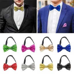 Fashion Shiny Paillette Sequins Bowtie Dance Bowknot Neck Decoration Stage Performance Tie Adjustable Necktie Party