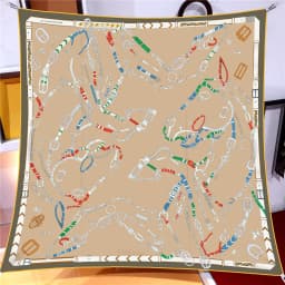 New 90cm Twill Silk Scarf Shawl Luxury Brand Chain Print Square Scarf Women Hijabs Bandana Foulard Neckerchief Head Scarves