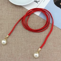 New Arrival Women Fashion Knotted Waist Chain Dress Braided Waist Rope Decorative Pearl Belt for Female